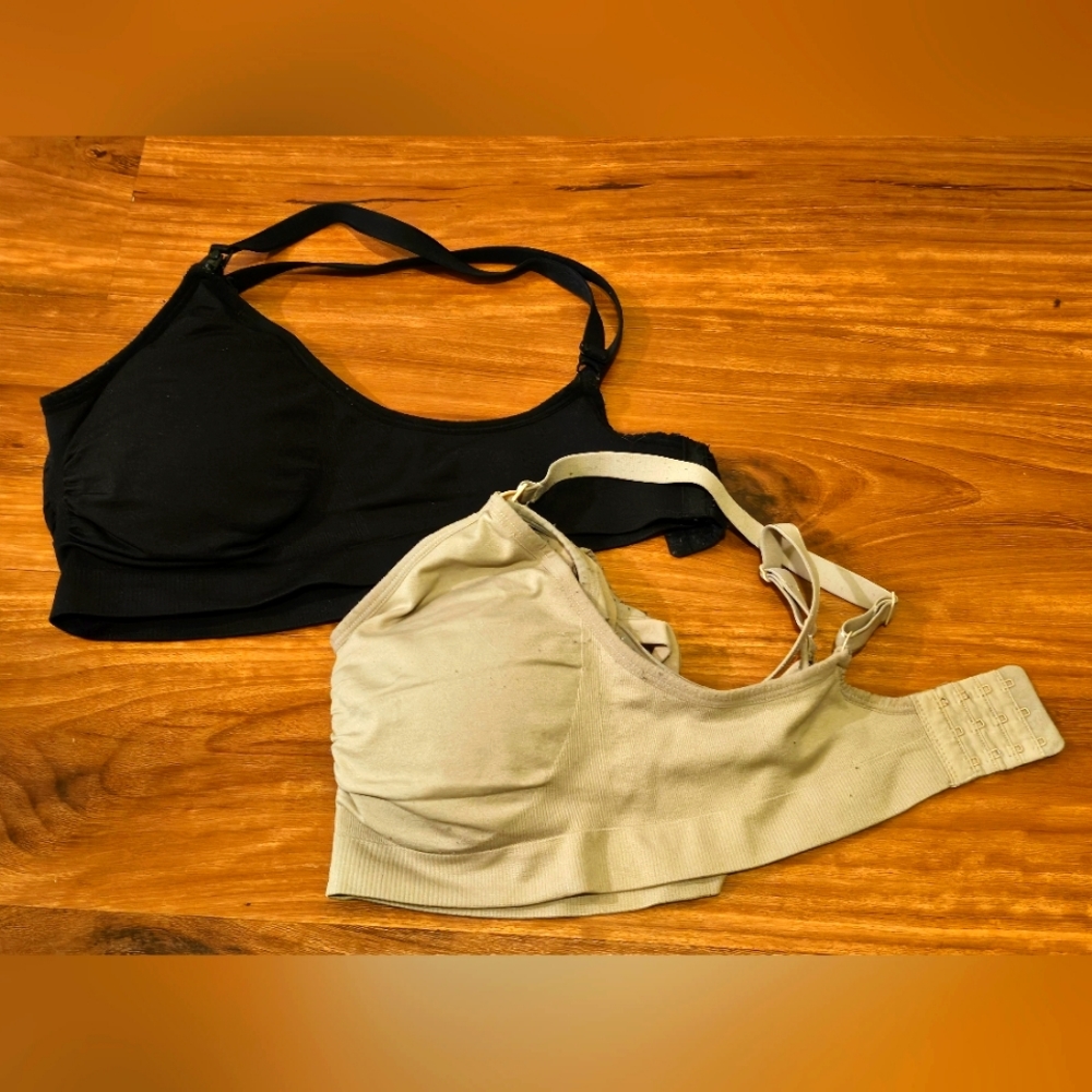 Motherhood Maternity Nursing Bra bundle tan & black